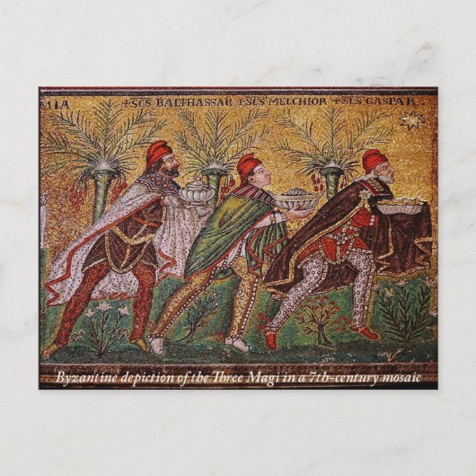 Byzantinische Darstellung der Magi Weihnachtspostk Postkarte (Vorderseite)