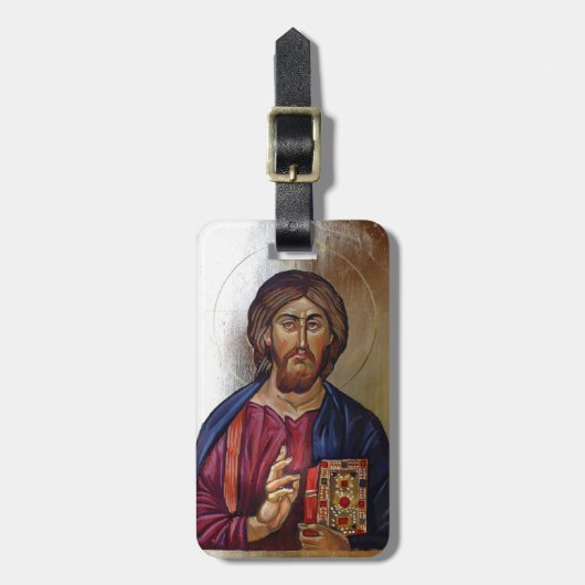 Byzantinische Ikone von Christus Pantocrator Gepäckanhänger (Vorderseite vertikal)