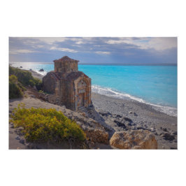 Byzantinische Kapelle am Strand auf Kreta, Grieche Fotodruck