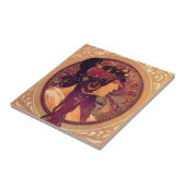 Byzantinische Köpfe: Brünetter Alfons Mucha Fliese (Seite)