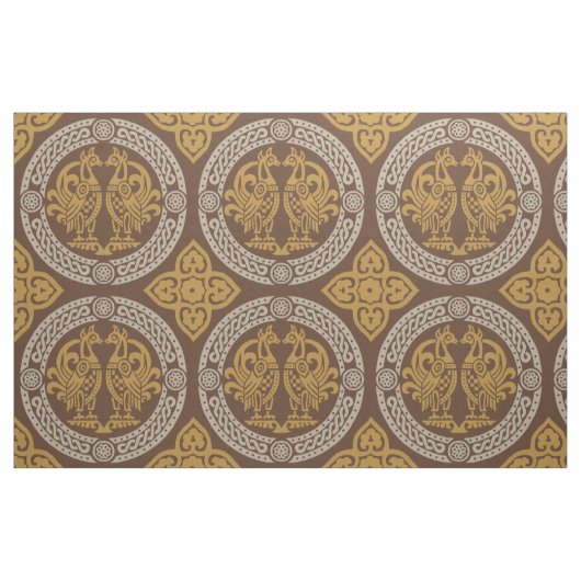 Byzantinische Vögel, orange Stoff (Fat Quarter (45,7 x 55,9 cm))