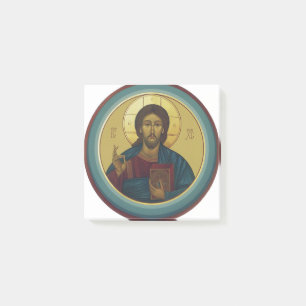 Byzantinischer Christus Pantokrator runde Mosaikku Post-it Klebezettel