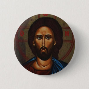 Byzantinischer griechischer orthodoxer Ikone JESUS Button