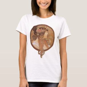 Byzantinischer Kopf Alphonse Mucha, das brünette T-Shirt