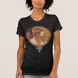 Byzantinischer Kopf Alphonse Mucha, das brünette T-Shirt