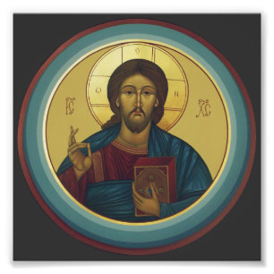 Byzantinisches Christus Pantokrator Rundmosaik Kun Fotodruck