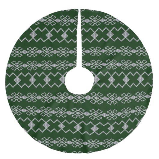 Byzanz Grün & Silber Polyester Weihnachtsbaumdecke (Vorderseite)