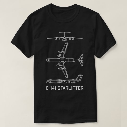 C141 Starlifter American Flugzeug Airplane Bluepri T-Shirt (Design vorne)