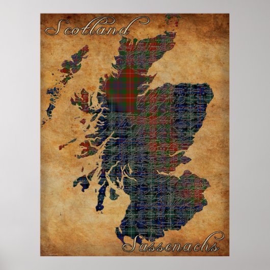C18. Scotland und Sassenachs Map Art Poster (Vorne)
