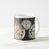 c1900 POCKET WATCH THEME 'TIME FOR COFFEE' Kaffeetasse (VorderseiteRechts)