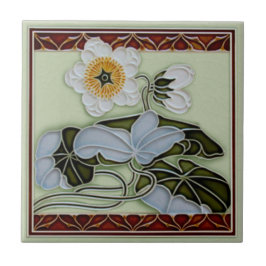 c1905 Deutscher Floral Art Nouveau Reproduction Fliese
