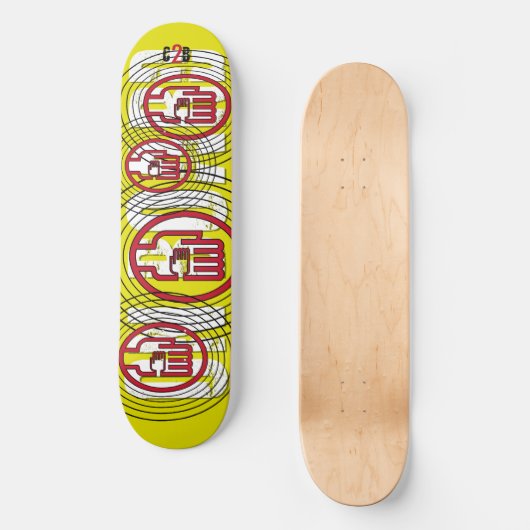 C2B: AN BORD 8 1/2" Gelbes Skateboard Deck (Vorderseite)