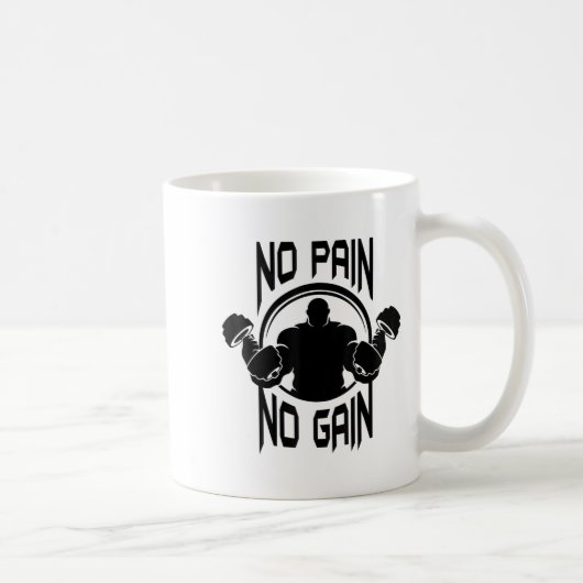 C386 No Pain No Gain Gym Workout Fitness Motivatio Kaffeetasse (Rechts)