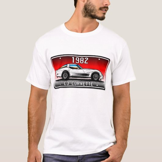 C3 Korvette Kfz-Kennzeichen-Kunst-Roter T-Shirt (Vorderseite)