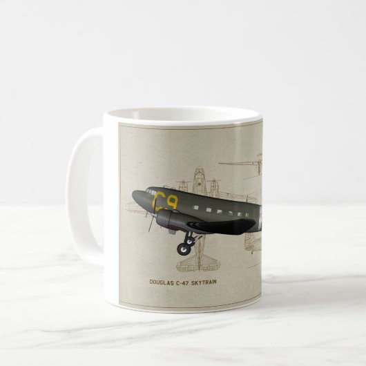 C47-Skytrain World-War-2 Transport Kaffeetasse (Vorderseite Links)