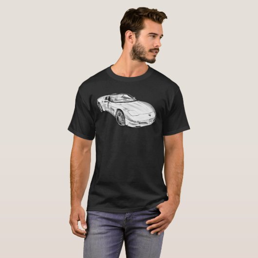 C5 Corvette konvertible Muscle Car Illustration Cl T-Shirt (Vorne ganz)