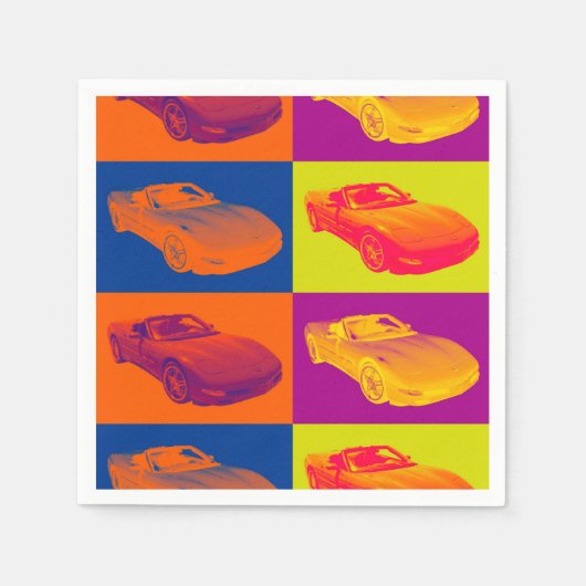 C5 Corvette Wandelbarer Muskelkater Pop Art Serviette (Vorderseite)
