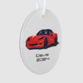 C6 Corvette Sportwagen Red Hand Zeichnung Sketch Ornament (Vorderseite)