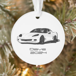 C6 Corvette Sportwagen Weiße Hand Zeichnung Skizze Ornament