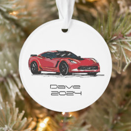 C7 Corvette Sportwagen Rote Hand Zeichnung Skizze Ornament
