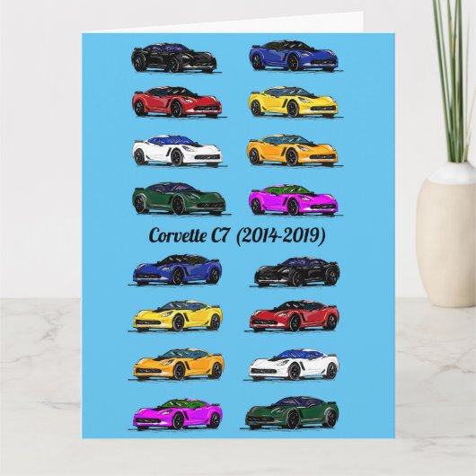 C7 Corvette Verschiedene farbige Sportwagen Aquama Karte (Vorderseite)