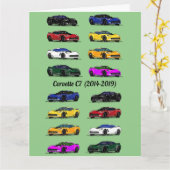 C7 Corvette Verschiedene farbige Sportwagen Grün Karte (Gelbe Blume)