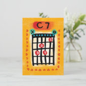 C7 Guitar Chord Grußkarte - Farbenfrohe Musik Karte (Stehend Vorderseite)