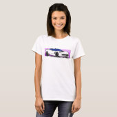 C7 Weißer Korvette Sportscar mit rosa Streifen T-Shirt (Vorne ganz)