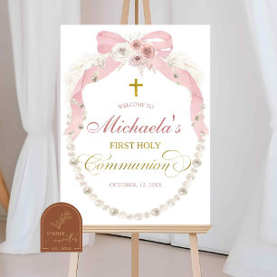 C83 Pearl Pink Boho Erste Heilige Kommunion Willko Poster