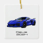 C8 Corvette SportsCar Elkhart Lake Blue HandDrawn Keramikornament (Vorderseite)