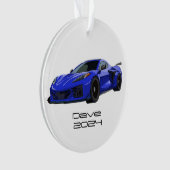 C8 Corvette SportsCar Elkhart Lake Blue HandDrawn Ornament (Vorderseite)