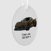 C8 Corvette Sportwagen Bronze Braun Handgezeichnet Ornament (Vorderseite)