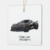C8 Corvette Sportwagen Dunkelgrau Handgezeichnet Keramikornament (Links)