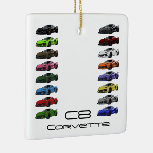 C8 Corvette Sportwagen Handgezeichnete Skizzenfarb Keramikornament (Rechts)