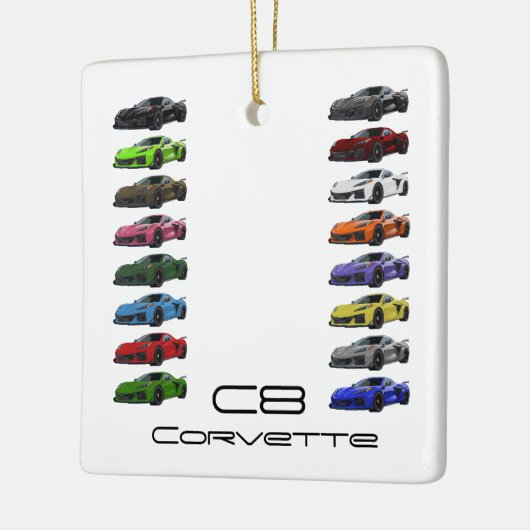 C8 Corvette Sportwagen Handgezeichnete Skizzenfarb Keramikornament (Links)
