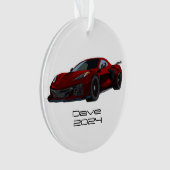 C8 Corvette Sportwagen Metallic Rote Hand gezeichn Ornament (Vorderseite)