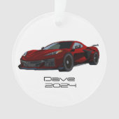 C8 Corvette Sportwagen Metallic Rote Hand gezeichn Ornament (Vorderseite)