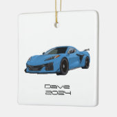 C8 Corvette Sportwagen Rapid Blue Hand gezogen Keramikornament (Links)