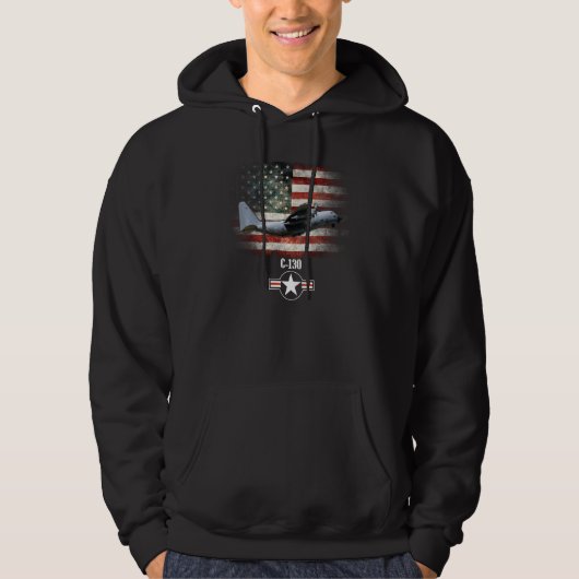 C 130 Air Foce American Flag Patriotic Usaf Hoodie (Vorderseite)