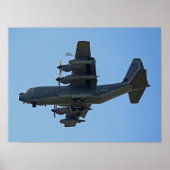 C-130 Hercules Flugzeug mit F-35 Silhouette Poster (Vorne)