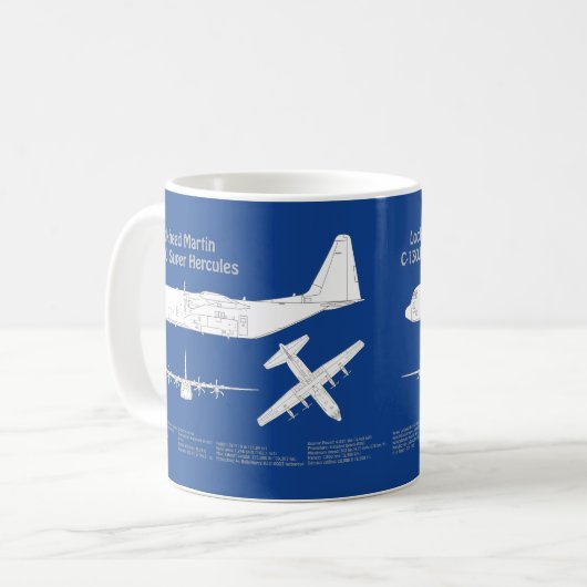 C-130 Hercules - Flugzeugkonzepte ABD Kaffeetasse (Vorderseite Links)