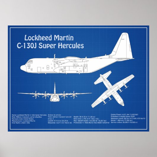 C-130 Hercules - Flugzeugkonzepte ABD Poster (Vorne)