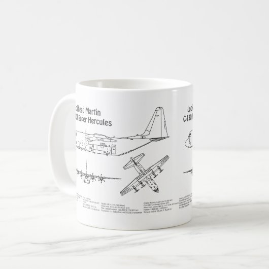 C-130 Hercules - Flugzeugkonzepte AD Kaffeetasse (Vorderseite Links)