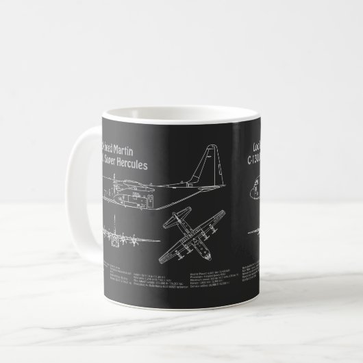 C-130 Hercules - Flugzeugkonzepte PD Kaffeetasse (Vorderseite Links)
