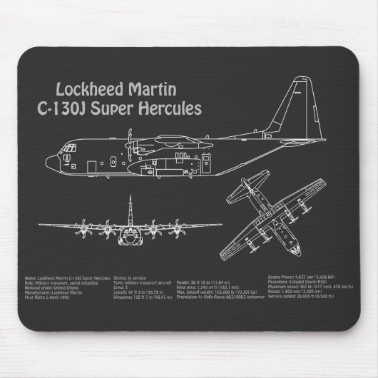 C-130 Hercules - Flugzeugkonzepte PD Mousepad (Vorne)