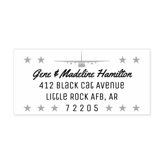 C-130 Hercules Rücksendeadresse Briefmarke mit Ste Gummistempel (Prägung)