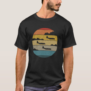 C-130 Hercules Silhouette Retro Sunset Flying C130 T-Shirt