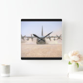 C-130 Hercules Transport_Military Aircraft Quadratische Wanduhr (Zuhause)