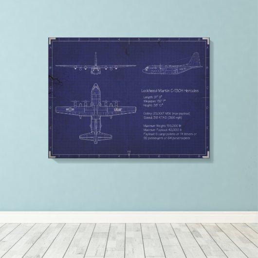 C-130H Blueprint über Leinwand (Insitu (Holzboden))