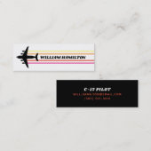 C-17 Pilot Retro Stripe Skinny Business Card Mini Visitenkarte (Vorne/Hinten)